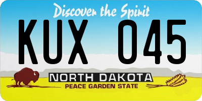 ND license plate KUX045