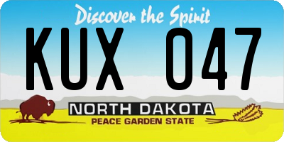 ND license plate KUX047