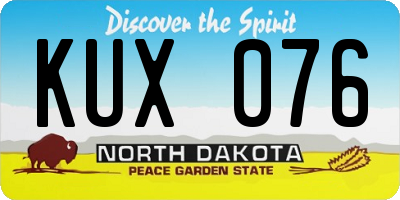 ND license plate KUX076