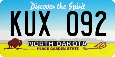 ND license plate KUX092