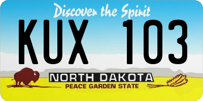 ND license plate KUX103