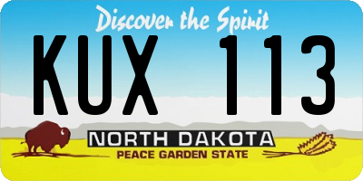 ND license plate KUX113