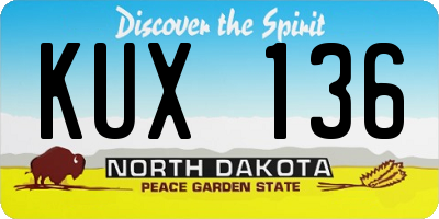 ND license plate KUX136