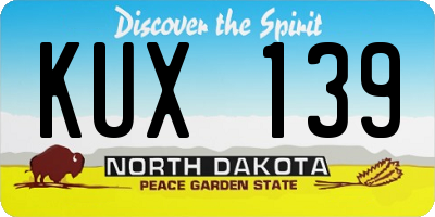 ND license plate KUX139