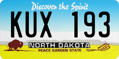 ND license plate KUX193