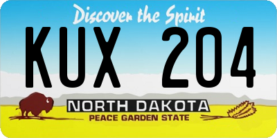 ND license plate KUX204