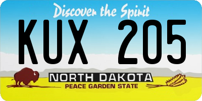 ND license plate KUX205