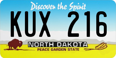 ND license plate KUX216