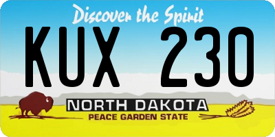 ND license plate KUX230