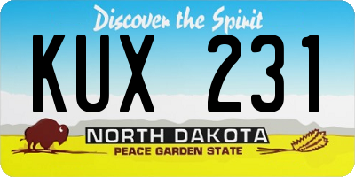 ND license plate KUX231