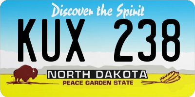 ND license plate KUX238