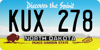 ND license plate KUX278