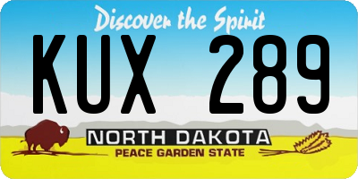 ND license plate KUX289