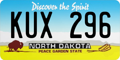 ND license plate KUX296