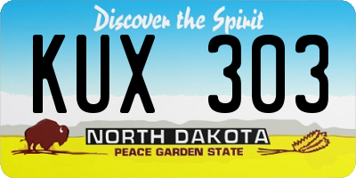 ND license plate KUX303
