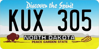 ND license plate KUX305