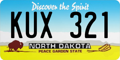 ND license plate KUX321