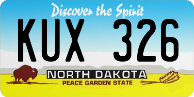 ND license plate KUX326