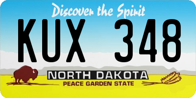 ND license plate KUX348