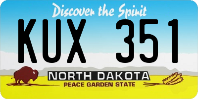 ND license plate KUX351