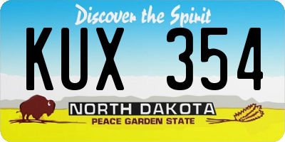 ND license plate KUX354