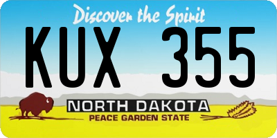ND license plate KUX355