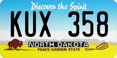 ND license plate KUX358