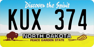 ND license plate KUX374