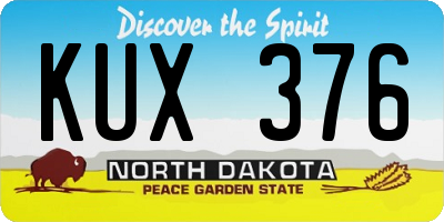 ND license plate KUX376
