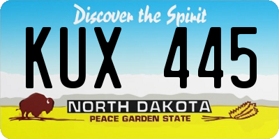 ND license plate KUX445