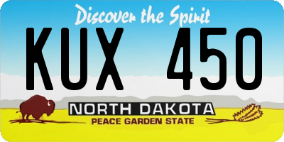ND license plate KUX450