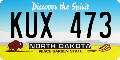 ND license plate KUX473