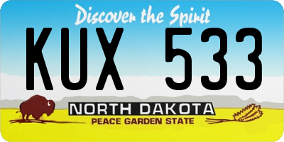 ND license plate KUX533