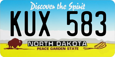 ND license plate KUX583