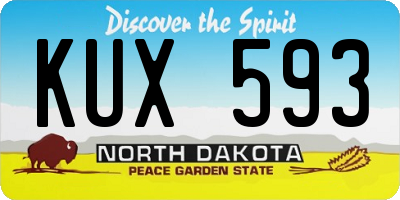 ND license plate KUX593