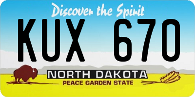 ND license plate KUX670