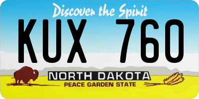 ND license plate KUX760