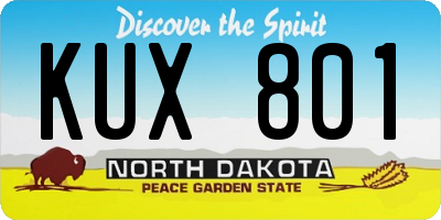 ND license plate KUX801