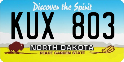 ND license plate KUX803