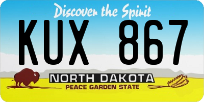 ND license plate KUX867