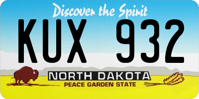 ND license plate KUX932