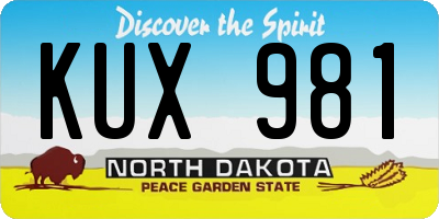ND license plate KUX981