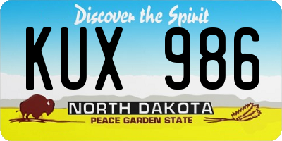 ND license plate KUX986