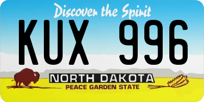 ND license plate KUX996
