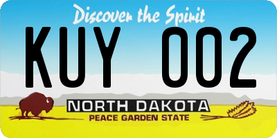 ND license plate KUY002