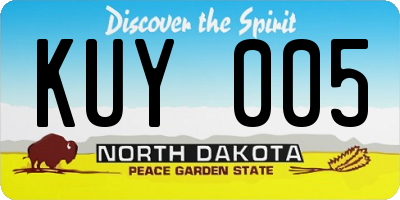 ND license plate KUY005