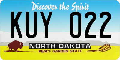 ND license plate KUY022