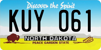 ND license plate KUY061