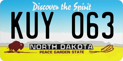 ND license plate KUY063