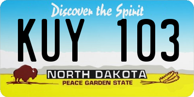 ND license plate KUY103